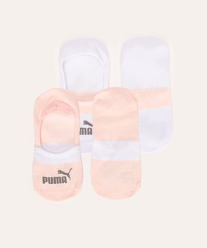 kit de 2 pares de meias invisível puma branco