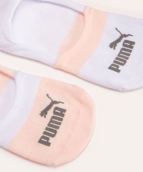 kit de 2 pares de meias invisível puma branco