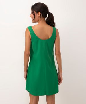 vestido curto de viscose decote redondo verde