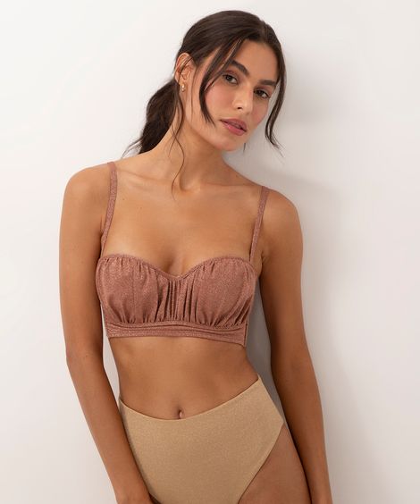 biquíni top cropped lurex com bojo al mare collezione bronze
