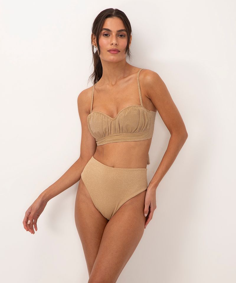 biquíni top cropped lurex com bojo al mare collezione ouro - C&A