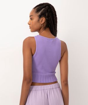 cropped canelado halter neck alça média roxo violeta