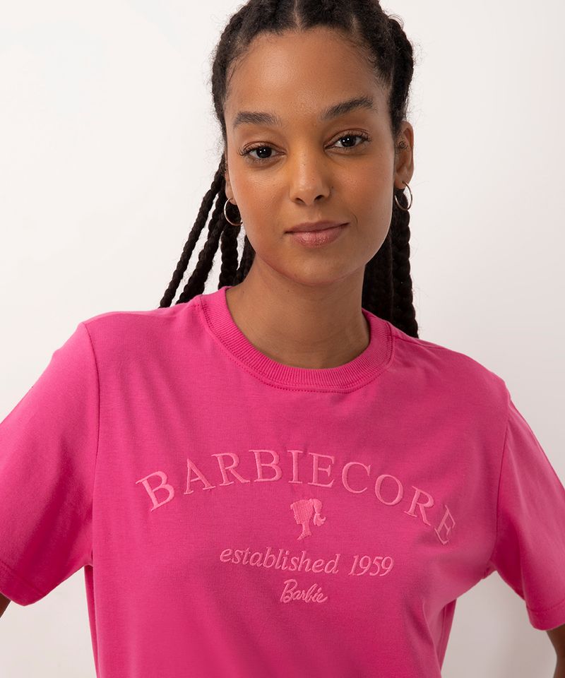 Riachuelo  Camiseta Feminina Manga Curta Tie Dye Barbie Rosa