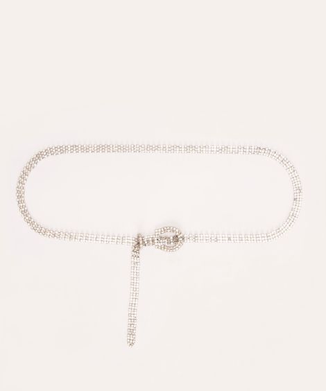 cinto fino de strass prata