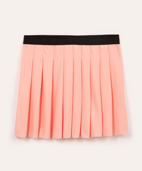 saia de prega infantil com brilho rosa claro