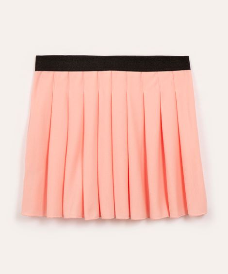 saia de prega infantil com brilho rosa claro