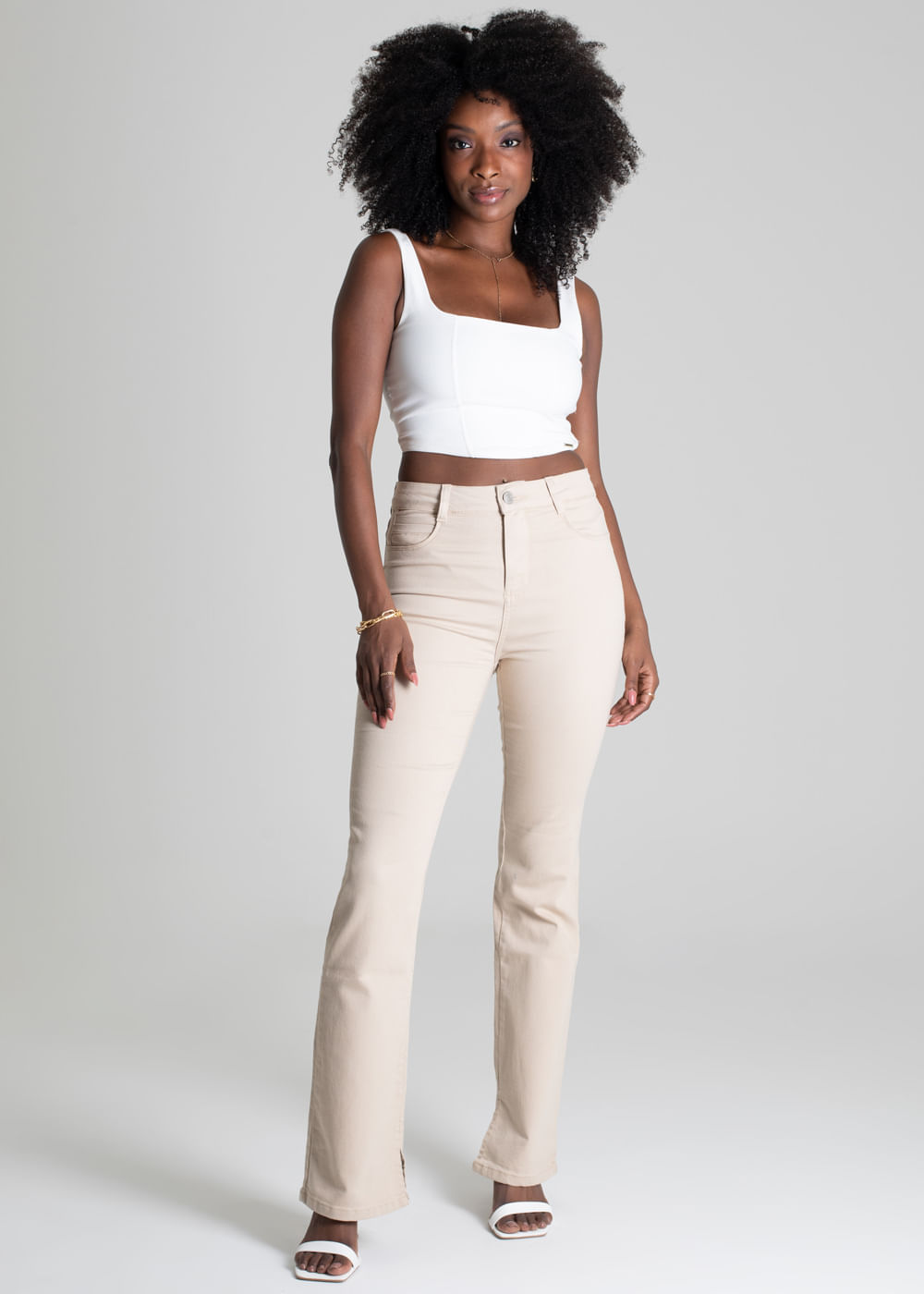 Calça Sarja Sawary Boot Cut 275386 Bege Menor preço em Calça Sarja Sawary Boot Cut 275386 Bege