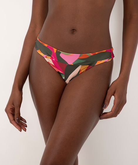 calcinha biquíni abstrata com pala proteção uv rosa