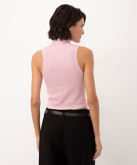cropped de poliamida gola alta rosa claro