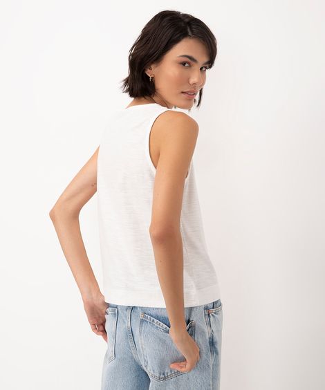 regata feminina de algodão flamê off white