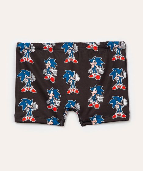 sunga boxer infantil sonic proteção uv preta