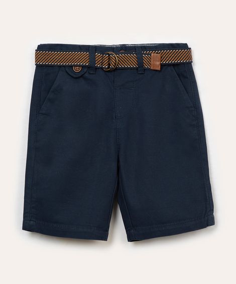 bermuda de sarja infantil com cinto azul marinho