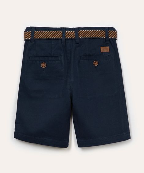 bermuda de sarja infantil com cinto azul marinho