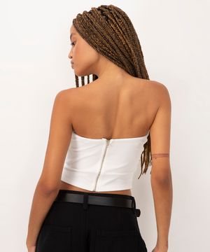 blusa corset sem alça com zíper off white