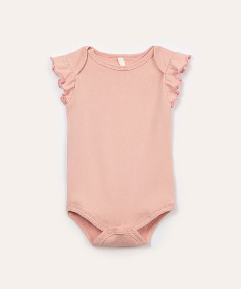 body de algodão canelado com babado rosa