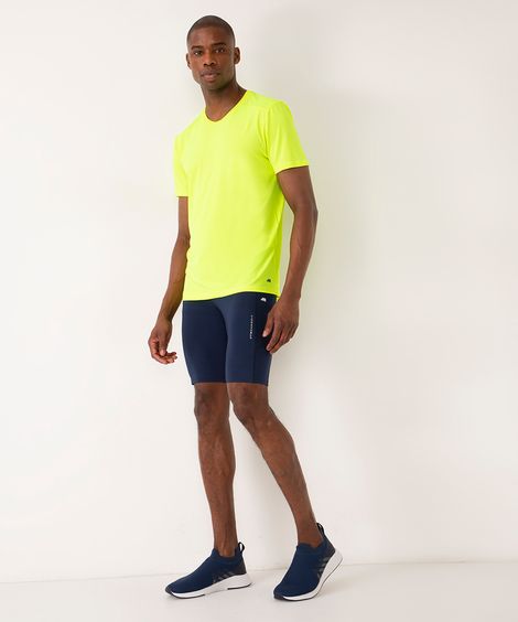 bermuda de compressão com bolsos esportiva azul marinho