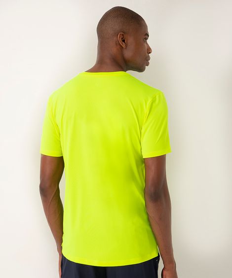 camiseta gola redonda manga curta esportiva amarelo neon