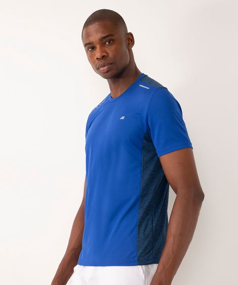 camiseta recortes manga curta azul