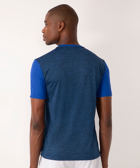 camiseta recortes manga curta azul