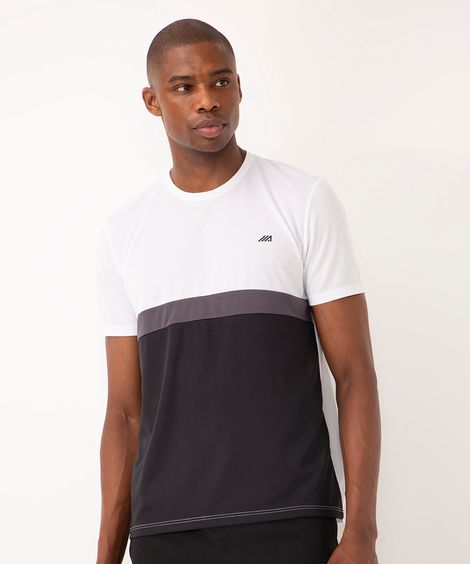 camiseta esportiva manga curta com recorte branco