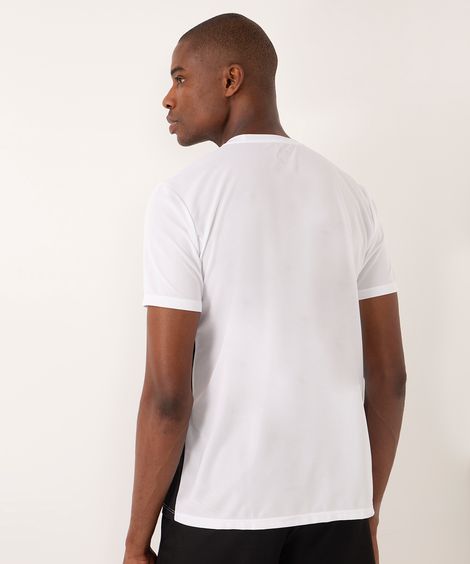 camiseta esportiva manga curta com recorte branco