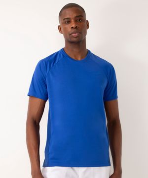 camiseta com recortes manga curta esportiva ace  azul royal