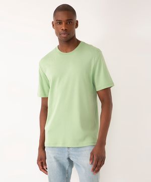 camiseta básica de algodão peruano manga curta verde claro