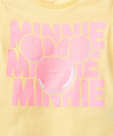 blusa de algodão infantil minnie manga curta amarelo