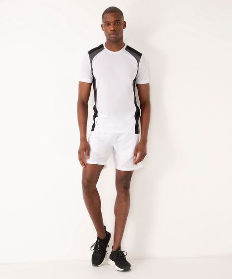 bermuda cós elástico com bolso esportivo branco