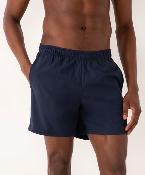 bermuda cós elástico com bolso esportivo azul marinho