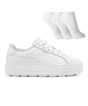 Tênis Puma Karmen L Bdp Feminino 3 Pares de Meias Branco