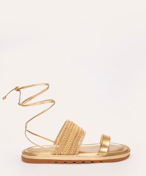 sandália flatform metalizada  ouro