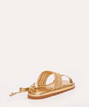 sandália flatform metalizada  ouro