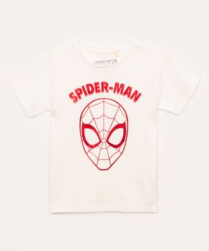 camiseta de algodão infantil homem aranha manga curta branca