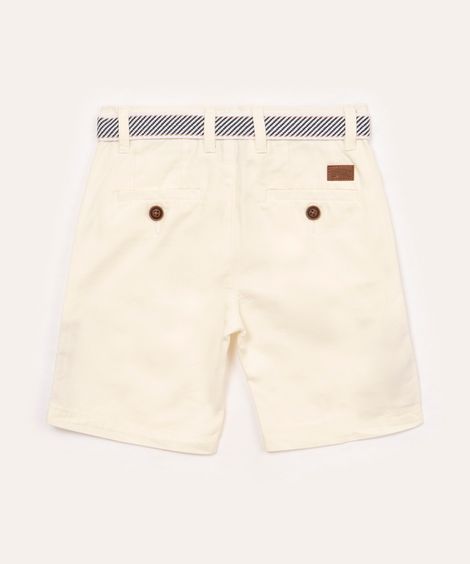 bermuda de sarja infantil com bolsos e cinto branco