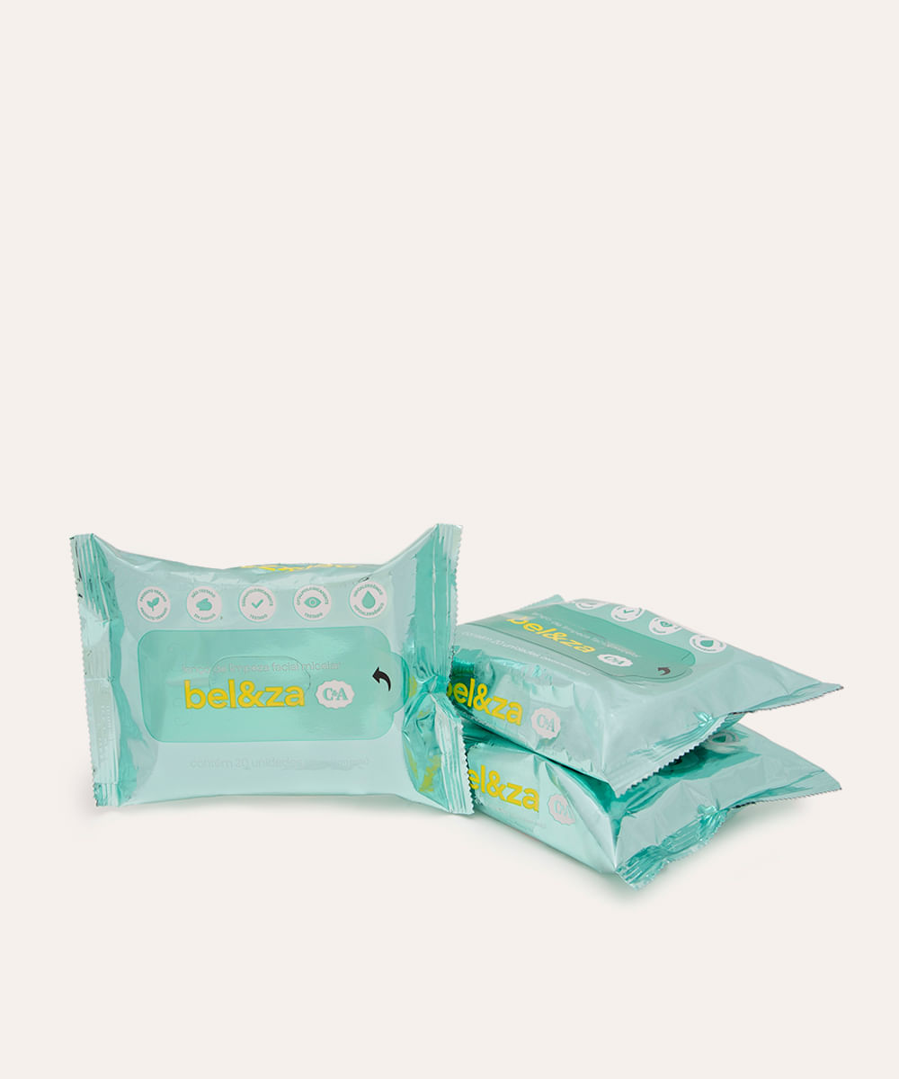 kit lenço de limpeza facial micelar beleza cea leve 3 pague 2