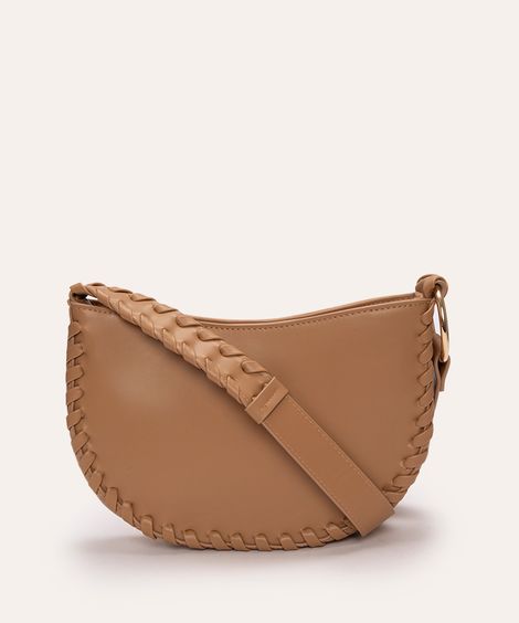 bolsa crossbody com tiras transpassadas areia