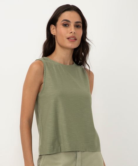 regata feminina de algodão flamê verde