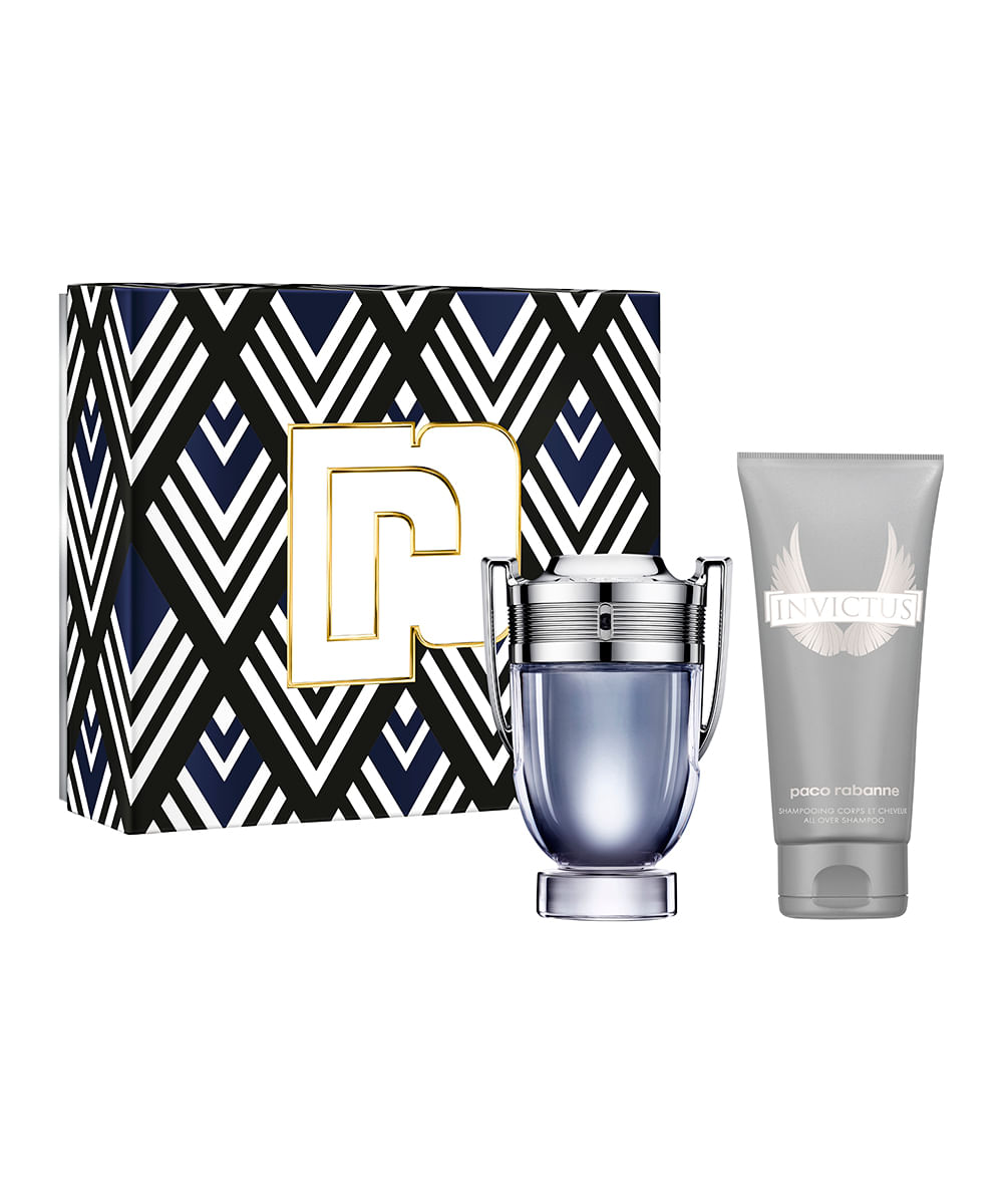 kit rabanne invictus eau de toilette 100ml e shampoo all over 100ml
