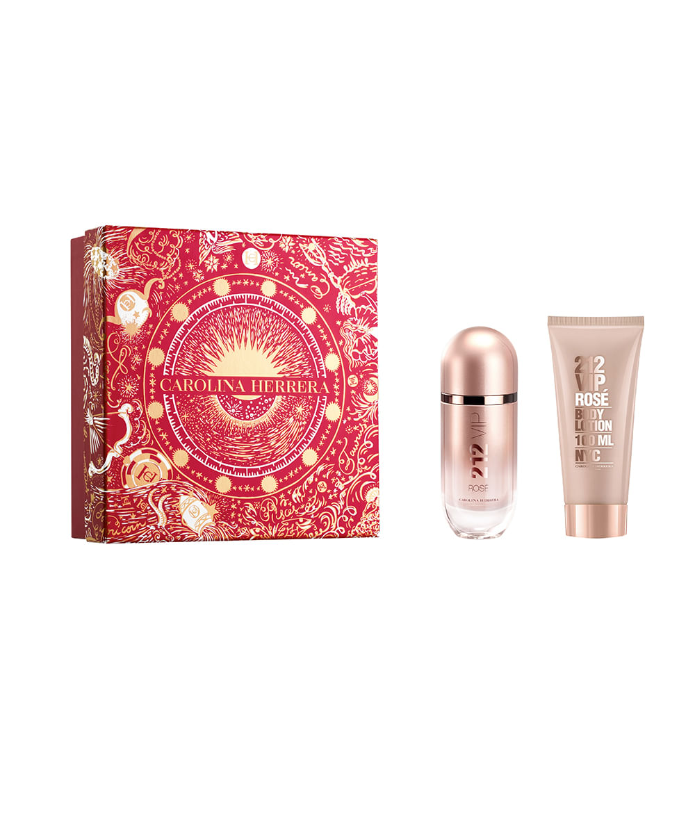kit carolina herrera 212 vip rosé eau de parfum 80ml e creme corporal 100ml