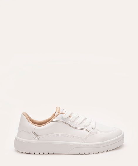 tênis feminino casual com recorte moleca branco