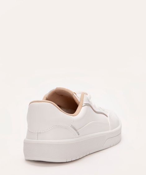 tênis feminino casual com recorte moleca branco