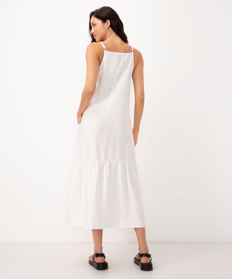 vestido midi de viscose halterneck  off white