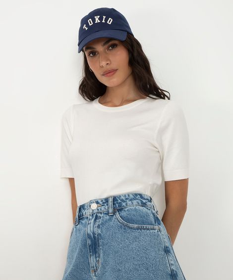 blusa cropped de tricot manga curta vermelho - off white