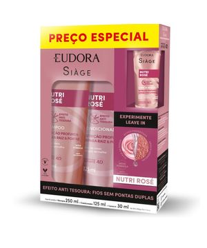 kit eudora siàge nutri rosé shampoo 250ml com condicionador 125ml e leave in 30ml