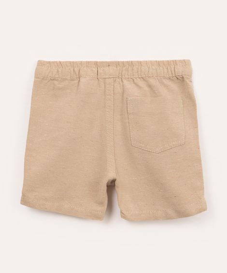 short infantil com elástico e bolsos bege