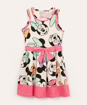 vestido de algodão infantil minnie com laço colorido