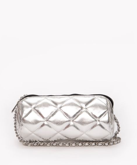 bolsa cross cilindro de matelassê prata