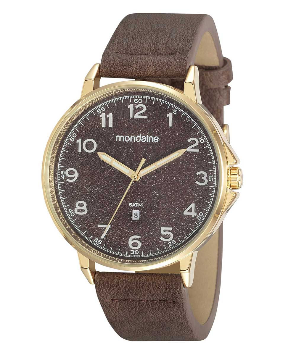 kit de relógio mondaine masculino  analógico-calendário  32162gpmvdh1kp +  pulseira dourado