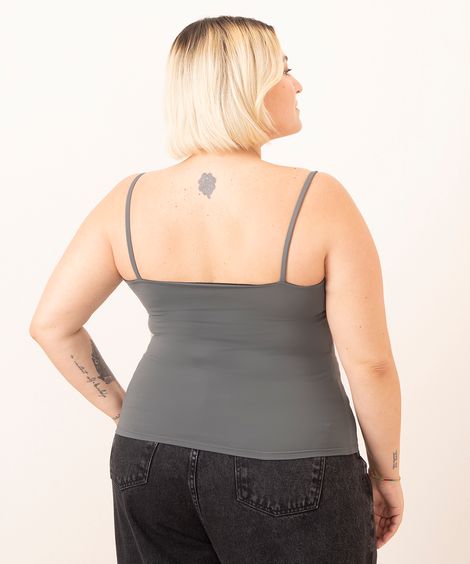 regata esportiva plus size alça fina mindset cinza claro